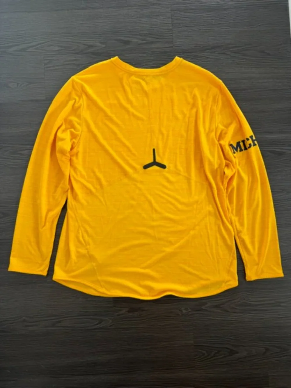 Nike Jordan Brand Michigan Wolverines Long Sleeve Shirt Size XL Maize Dri-Fit
